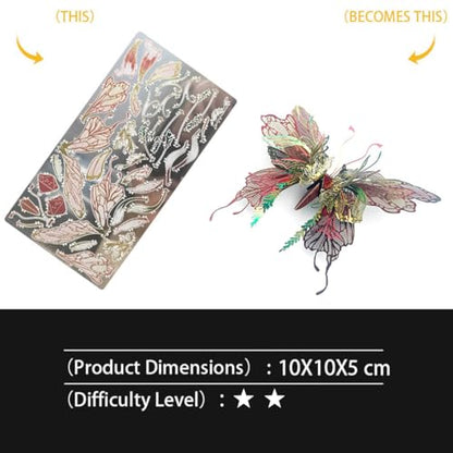 Butterfly 3D Metal Puzzle for Adults, Mechanical Butterfly Metal Model Building Kit, 50+PCS Steampunk Bionic QianYuDie Jigsaw Puzzles Animal, DIY Craft Kit Toy Gift -KIT - style: 50PCS+, KIT Version, Edition 6