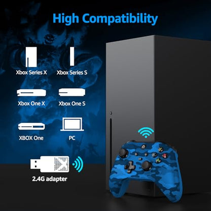 Kamylorus Wireless Controller for X-BOX Series X|S, X-BOX One & Windows 10/11, 2.4G Plug and Play Gaming Gamepad with 3.5mm Audio Jack, Supports Dual Vibration, Turbo