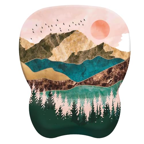 Mouse Pad with Wrist Support, Ergonomic Mousepad with Comfortable Memory Foam Wrist Rest Cushion, Relieve Wrist Pain, Non-Slip Rubber Base Gaming Mice Pad for Home Office Computer Laptop, Sunrise - color: Sunrise