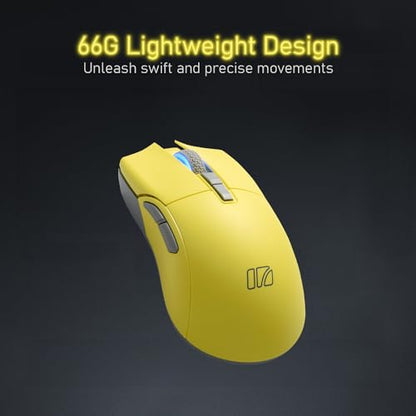 iRocks M31R Wireless Gaming Mouse, Triple Mode 2.4G/ Bluetooth/USB-C Detachable Cable Gaming Mouse, Kailh GM8.0 Switches, Advanced PixArt PAW3395 Optical Sensor, Up to 26,000 DPI - Lemon Yellow - color: Lemon Yellow