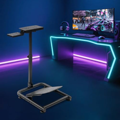 DNYSYSJ Racing Steering Wheel Stand, Adjustable Sim Racing Cockpit Folding Racing Simulator Stand for Moza/Fanatec/Simagic/Thrustmaster/Logitech Models, No Pedal & Shifter & Steering Wheel
