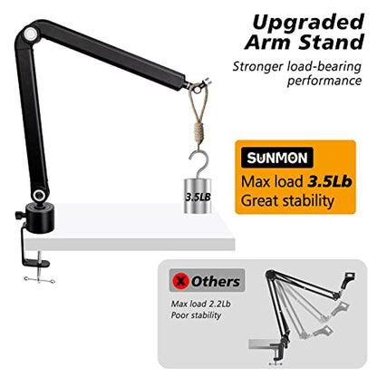 SUNMON Mic Stand Boom Arm - Microphone Arm Compatible with HyperX QuadCast, 360° Rotation Microphone Stand, Weighted Metal Mic Boom Arm for HyperX QuadCast,Blue Yeti,Shure MV7,Rode and Most Gaming - color: Microphone Boom Arm