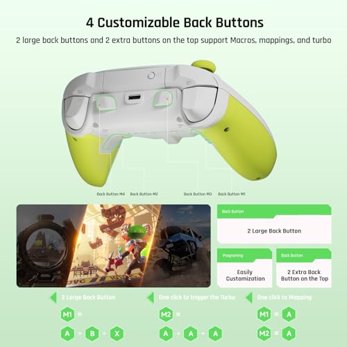 BIGBIG WON PC Controllers for Gaming, Rainbow 2 SE Wireless Controller Motion Aim, Hall Effect Trigger, 12-bit ADC, 3 Sets Joysticks, 4-way&8-way D-pad Controller for Switch/PC/Android/iOS - color: E.Rainbow2SE-Green