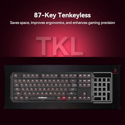 DarkBeacon Blade87 TKL Mechanical Keyboard with Silent Switches, Quiet Typing 87 Keys, Hot Swappable, Gasket Structure, 8000Hz, N-Key Rollover, RGB Backlit, USB Wired Gaming Keyboards for Win/Mac - color: 87-Key Black