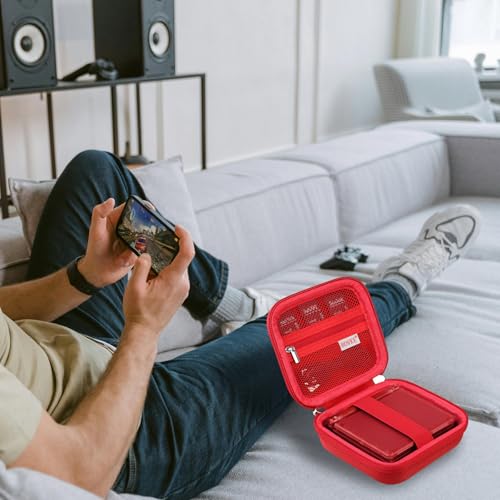 BOVKE Carrying Case Compatible with Anbernic RG35XXSP Handheld Game Console, RG35XXSP Clamshell Retro Games Consoles Flip Hand-held System Holder with Mesh Pocket for Cables and Accessories, Red - style: Red Case