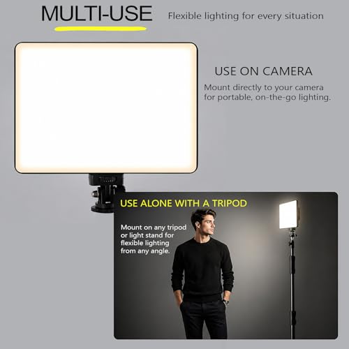 Professional LED Video Light Panel, Compatible with Sony ZV-1F, 240 LEDs, USB-C Rechargeable 4000mAh Battery, Adjustable Brightness & Color Temperature (Recording & Streaming)