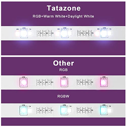 Tatazone RGBWW Bluetooth LED Strip Lights, 65.6ft Tunable White 3000K to 6500K+RGB Led Light Strips, Music Sync Color Changing Indoor LED Rope Lights for Cabinet, Bedroom,2 Roll of 32.8ft - style: Bluetooth-65.6ft-Not Support Alexa and Google