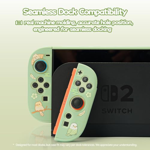 GeekShare Protective Case Compatible with Switch 2, PC Slim Dockable Skin Cover for Switch 2 Console and Game Console - Little Parrots - color: Little Parrots