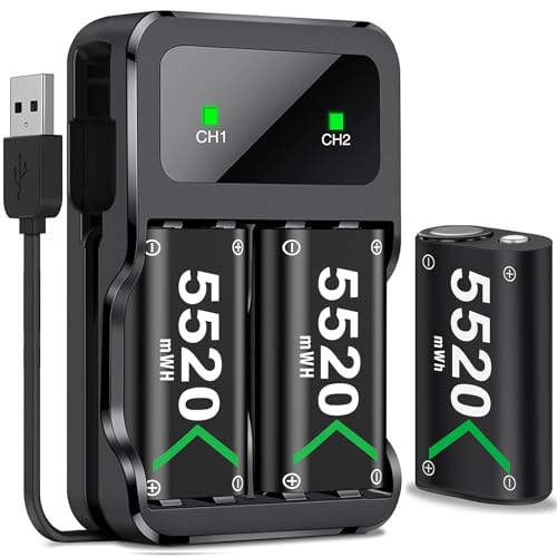 DXKK 3x5520mWh Battery Pack Compatible for Xbox One/Xbox Series X/S Controller, Rechargeable Battery Packs for Xbox One S/X/Elite Accessories - color: Black, size: M-3 Pack 5520mWh
