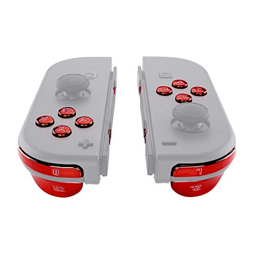 eXtremeRate Complete Replacement Buttons for Nintendo Switch Joycon and Nintendo Switch OLED, ABXY Button Home Direction Plus Minus L R ZL ZR SR SL Trigger for Joycon Controller, Red Chrome - color: Chrome Red