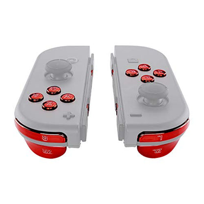 eXtremeRate Complete Replacement Buttons for Nintendo Switch Joycon and Nintendo Switch OLED, ABXY Button Home Direction Plus Minus L R ZL ZR SR SL Trigger for Joycon Controller, Red Chrome - color: Chrome Red