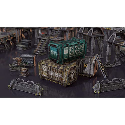 TinkerTurf Sci-Fi Terrain: Cargo Containers 2 Add-On, 3 Containers Included, Neutral Theme, Modeular Design, Easy Storage, Virtually Limitless Setups - style: Series 2 - Neutral