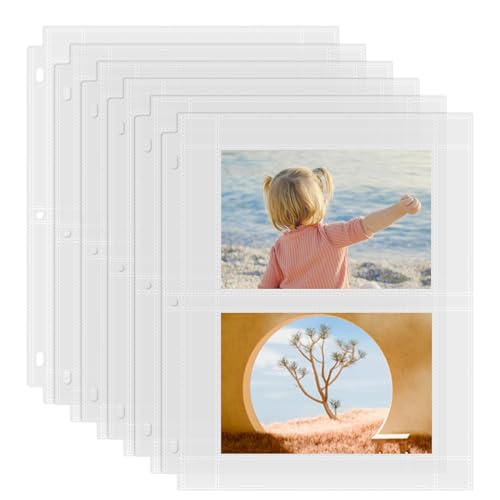 25 Pack 4 x 6 Photo Sleeves for 3 Ring Binder(200 Pictures) | Heavy-Duty Archival Photo Page Protectors, Clear Picture Album Refill Pages Holds, Acid-Free - size: 4x6inch-2pocket, style: 25 pack