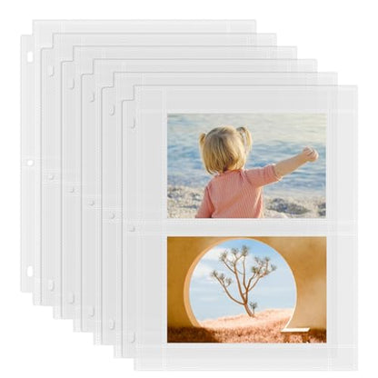 50 Pack 4 x 6 Photo Sleeves for 3 Ring Binder(200 Pictures) | Heavy-Duty Archival Photo Page Protectors, Clear Picture Album Refill Pages Holds, Acid-Free - size: 4x6inch-2pocket, style: 50 pack