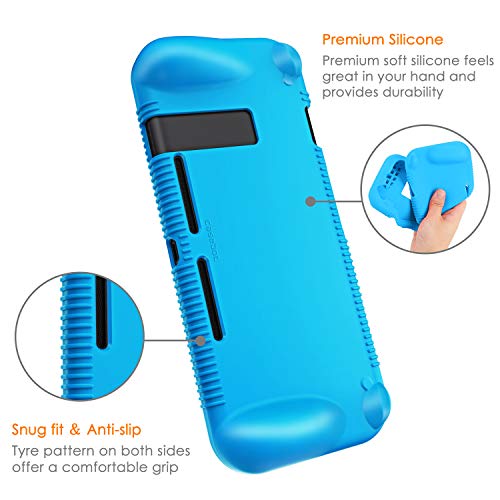 FINTIE Soft Silicone Protective Case Compatible with Nintendo Switch 2017 | Ergonomic Grip Design, Kickstand Compatible, Anti-Slip, Anti-Scratch & Shock-Absorption Grip Case for Switch 6.2-inch, Blue - color: Blue