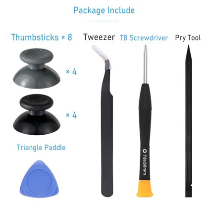 Ikpek 8 Pcs Replacement Thumbsticks for Xbox 360 Controller, Plastic Thumb Stick Joystick Grip Replacement for Xbox 360 Controller Accessories - size: 4 Black + 4 Grey