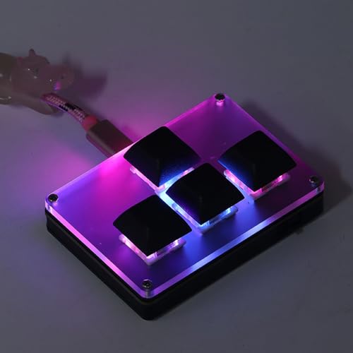 Naroote 4 Key Gaming Keypad, One Handed Gaming Keyboard Mini Mechanical Keyboard with Builtin Lithium Battery 2.4G USB BT Type C Programmable Keypad for Game, Office, Media Use