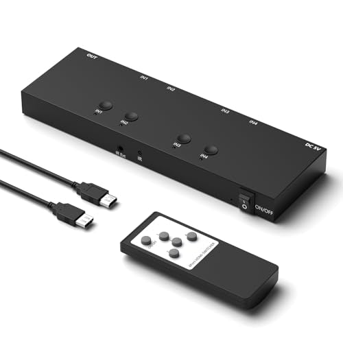 Y.D.F 4 Way HDMI Switch 4k@60Hz HDMI Switcher 4 in 1 Out HDCP 2.0 Manual HDMI 2.0 Hub Supports 3D Compatible with Nintendo Switch/Switch OLED/Xbox/ PS5/4/3 Blu-Ray Player Fire Stick Roku Apple TV - size: HDMI Switch 4 Port