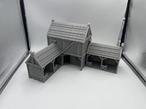 Hautico Architectural Terrain Set for 28mm Miniatures Wargame, 3D Printed and Paintable, Gift for Hobby Enthusiasts (Viking Building)