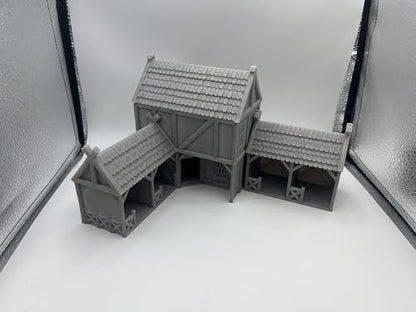 Hautico Architectural Terrain Set for 28mm Miniatures Wargame, 3D Printed and Paintable, Gift for Hobby Enthusiasts (Viking Building)