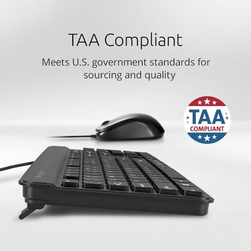 Kensington KM201 Simple Solutions Wired Desktop Set, TAA Compliant - Black (K72483TAA) - size: Wired Desktop Set