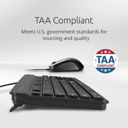 Kensington KM201 Simple Solutions Wired Desktop Set, TAA Compliant - Black (K72483TAA) - size: Wired Desktop Set