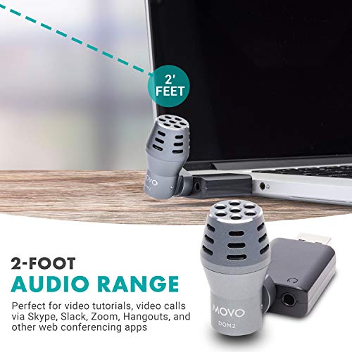 Movo DOM2-USB Mini Omnidirectional USB Laptop Microphone for Computer or MacBook - Laptop Mic for PC and Mac - Desktop Microphone with Case for Streaming, Zoom Meetings, and More