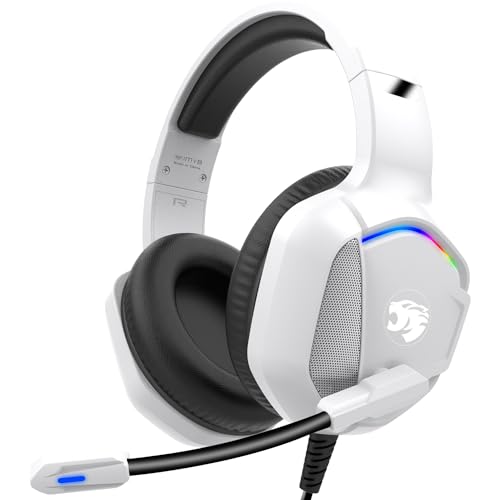 IMYB A36 Gaming Headset with Mic Stereo Headphones for Pc, PS5, Xbox | RGB Wired Over-Ear Noise Cancelling for Xbox Series X/S, PS4, Nintendo Switch, Computer, Laptop, Mac - color: White