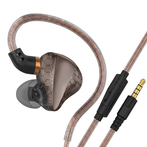 In Ear Monitor Headphones Dual Magnetic Dynamic Driver IEM with Mic, Black | Hybrid Banlance Armature with Dynamic in Ear Headphones IEM Earphones Gaming Earbuds - color: H89-Black