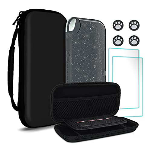 TIKOdirect Carrying Case for Nintendo Switch lite, Pink Shockproof Portable Travel Bag with Large Storage, Glitter Galaxy cover, Screen Protectors, Cute Cat Claw Thumb Grips Caps, Black - color: Black