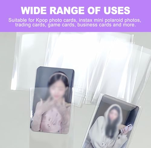 100 Pcs 59x90mm Clear Card Sleeves, Acid-Free PVC-Free Photocard Protectors for Trading Cards Collection, Standard Trading Card Album Pages Size