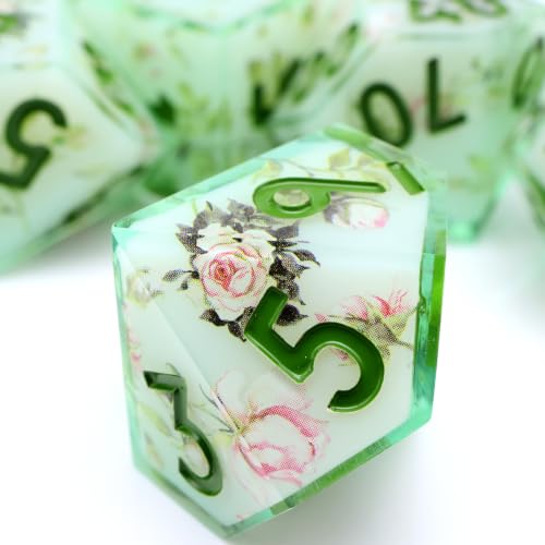 XENOLUX Polyhedral Resin DND Dice Set Botanical Vines Sharp Edge RPG Dice for Dungeons and Dragons Tabletop Board Games (L7) - color: L7