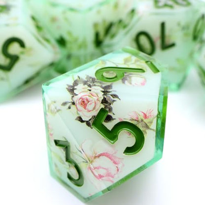 XENOLUX Polyhedral Resin DND Dice Set Botanical Vines Sharp Edge RPG Dice for Dungeons and Dragons Tabletop Board Games (L7) - color: L7