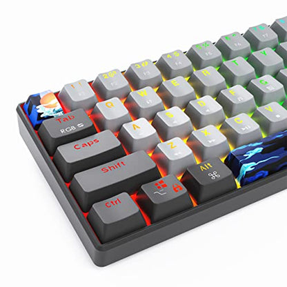 Protable 60% Percent Gaming Keyboard Mechanical, Mini Compact RGB Backlit 61 Keys Wired Office Keyboard with Red Switch for Mac/Win (Dolch/red Switch) - color: Dolch/red Switch