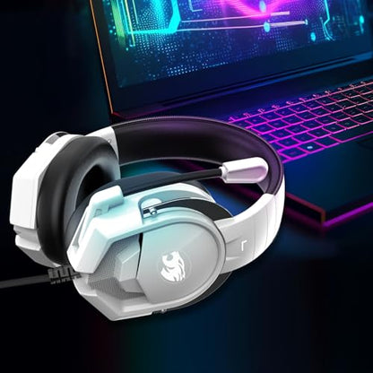 IMYB A88 Gaming Headset with Microphone, Stereo Wired Noise Cancelling Over-Ear Headphones with Mic for Pc, Ps5, Xbox One Series X/s, Ps4, Computer, Laptop, Mac, Nintendo, Gamer (White) - color: White