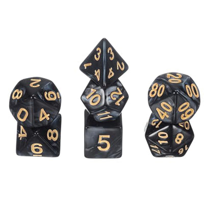 uxcell Polyhedral Dice Set, 7 Pcs Acrylic Dice for Role Playing Table Games Tabletop Gaming Accessories, Pearlescent Black - color: Pearlescent Black