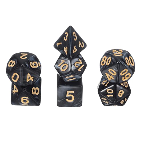 uxcell Polyhedral Dice Set, 7 Pcs Acrylic Dice for Role Playing Table Games Tabletop Gaming Accessories, Pearlescent Black - color: Pearlescent Black
