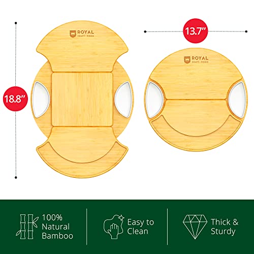 ROYAL CRAFT WOOD Large Round Cheese Board and Knife Set - Charcuterie Board, Bamboo Cheese Board Set, Cheese Tray Set, Wooden Cheese Plate Set 13.7 Inch - style: 2-4 Guests