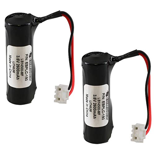 (2-Pack) Exell PLC Lithium 3.6V 2600mAh Computer Backup Batteries, Replacements for Mitsubishi, E-20GM Positioning Controller, F1 Series, F2 Series, FX Series, FX-20GM Positioning Controller