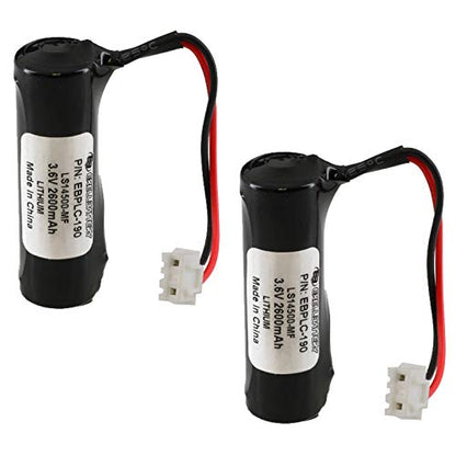 (2-Pack) Exell PLC Lithium 3.6V 2600mAh Computer Backup Batteries, Replacements for Mitsubishi, E-20GM Positioning Controller, F1 Series, F2 Series, FX Series, FX-20GM Positioning Controller