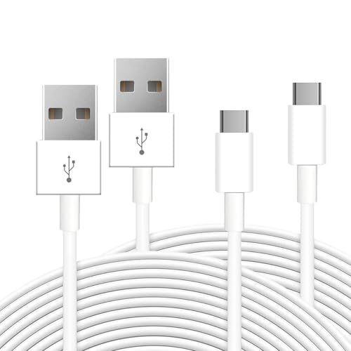 2PCS 10ft/3M Long USB C Cable, Durable USB A to USB C Charging and Data Sync Cord, Power Cable for Any USB-C Enabled Security Cameras Phones Tablets Switch Pro Controller and More-White - color: White, size: 10ft × 2