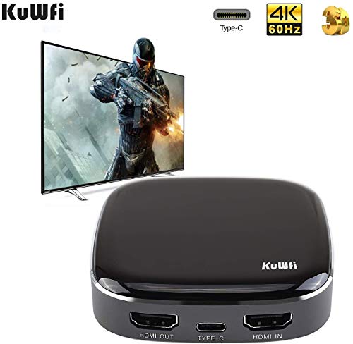 KuWFi Video Capture Card, Game Capture Card 4K 1080P 60FPS, HDMI to USB C Capture Card for All HDMI Devices Such as Streaming Work with PS4/PC/OBS/Camera