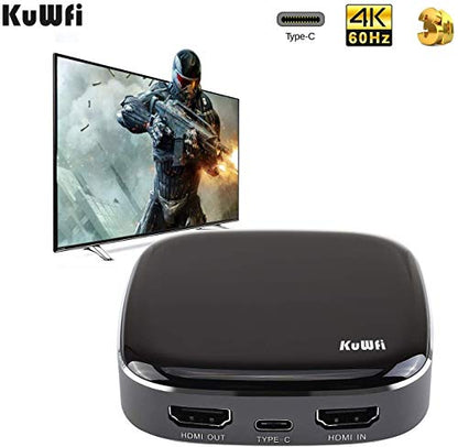 KuWFi Video Capture Card, Game Capture Card 4K 1080P 60FPS, HDMI to USB C Capture Card for All HDMI Devices Such as Streaming Work with PS4/PC/OBS/Camera