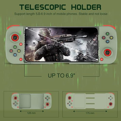 Joso Phone Controller for iPhone/Android Support Phone Case, Mobile Gaming Controller with Ergonomic Design - Wireless Gamepad for Cloud Gaming & PS Remote Play - color: Green