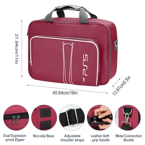 HUIJUTCHEN PS5 Travel Case - Shockproof & Waterproof, Fits PS5 Disc & Digital Edition, Holds Console, Controllers & Game Cards