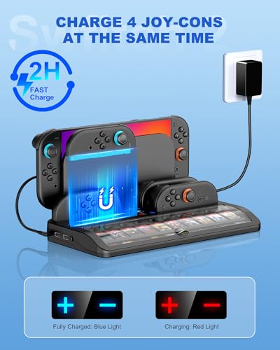 Upgraded Switch 2 Storage Dock for Nintendo Switch 2 Joycons&Console, [20 Game Card Slots] All-in-one Joy-Con 2 Charging Docks, Compact Organizer Station for Bedroom & Gaming Setup,L