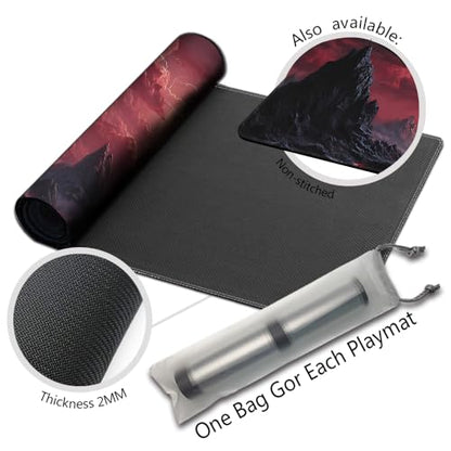 MTG Playmats(Stitched) 14x24in Compatible for OCG CCG RPG TCG Playmats with Card Zones Storage Bag (Fantasy Moon-No Zone) - color: Fantasy Moon-no Zone