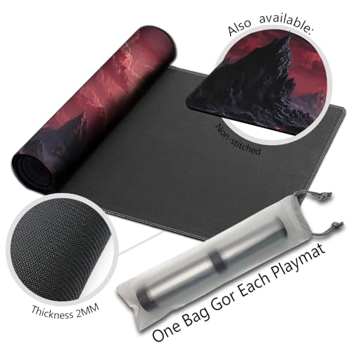 MTG Playmats(Stitched) 14x24in Compatible for OCG CCG RPG TCG Playmats with Card Zones Storage Bag (Fantasy Moon-No Zone) - color: Fantasy Moon-no Zone