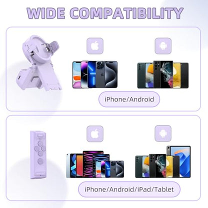 MILOUZ Remote Control Scrolling for Tiktok with Phone Stand,Page Turner for Kindle App E-Book,Bluetooth Camera Shutter Remote for iPhone, Android,iOS,iPad,Tablet (Purple) - color: Purple
