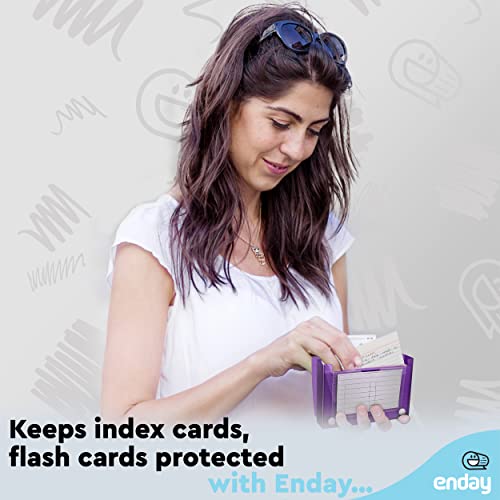 Enday Index Card Holder 3x5, Purple Index Card Case with 5 Tab Dividers, Index Card Organizer, Flash Card Holder, Holds 100 Cards. - color: PURPLE, size: 1